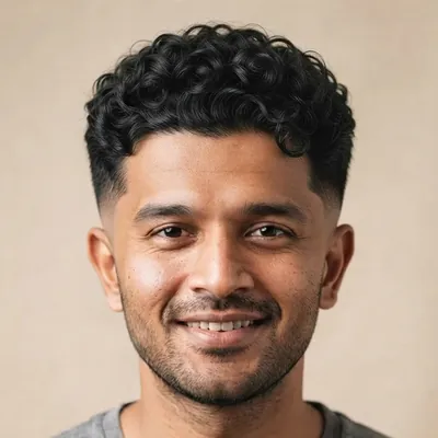 Curly Top Fade haircut