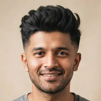 Textured quiff haircut
