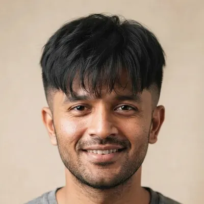 Two-block cut haircut on a model